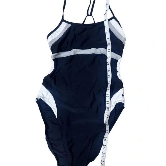Nike Women's One Piece Swimsuit - Black and White - Picture 3 of 7